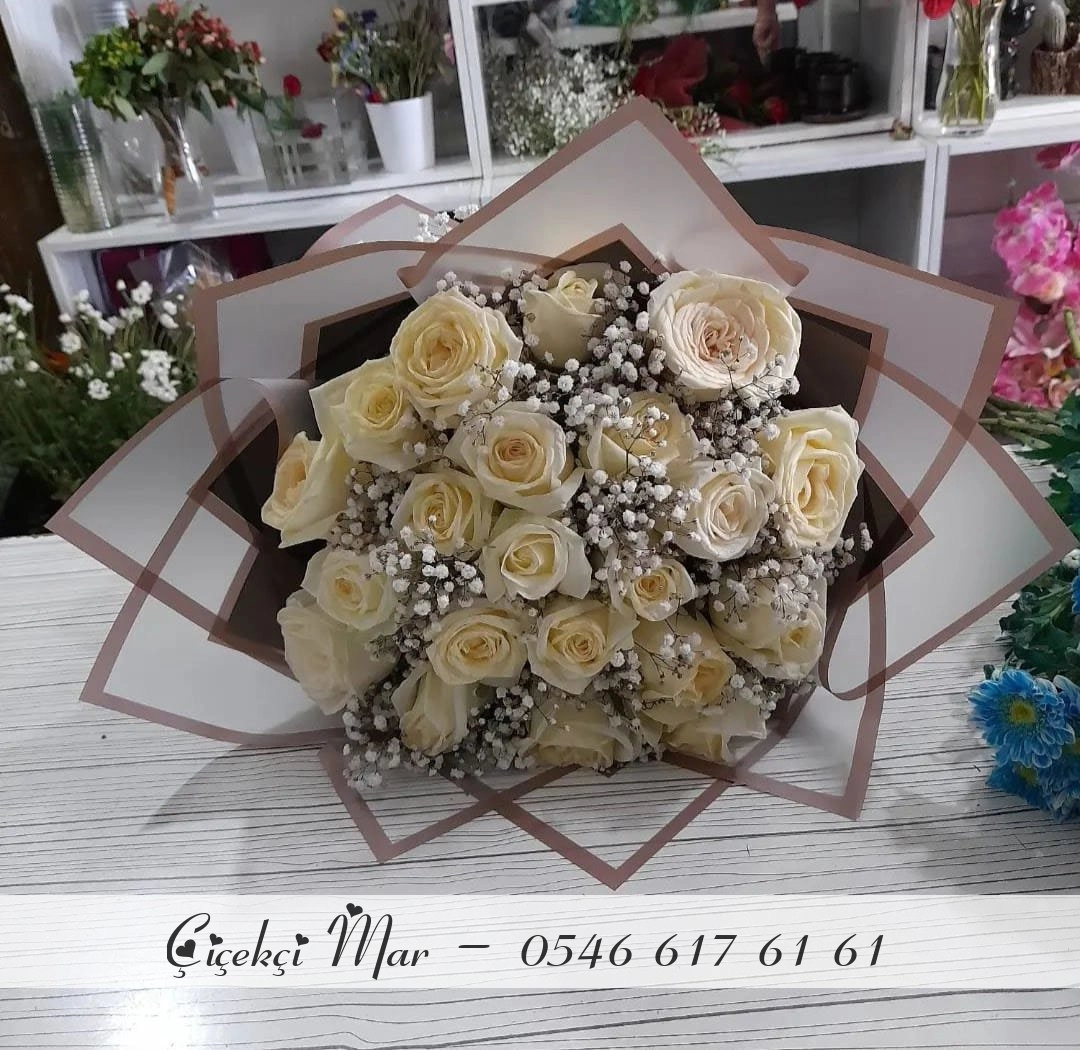 20 Adet Beyaz Gül Buketi