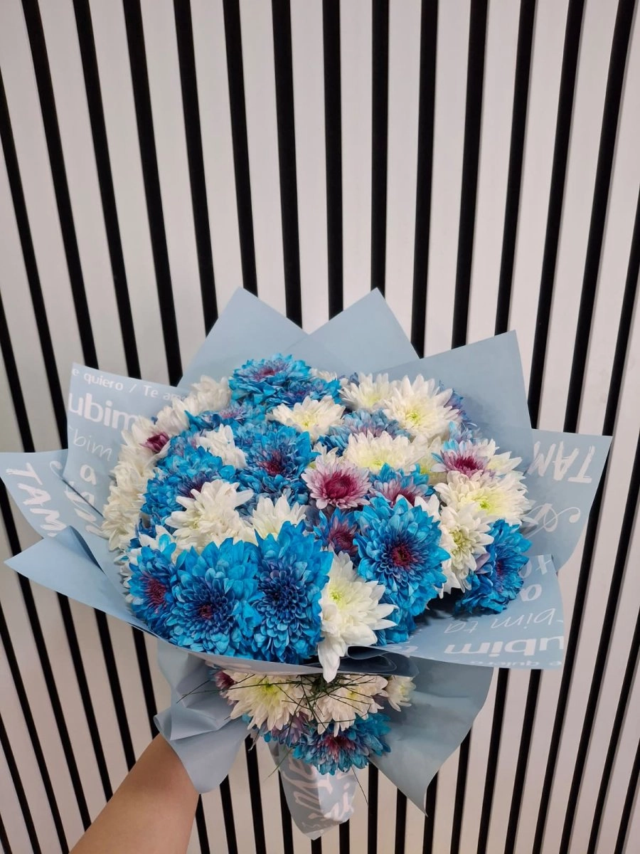 Kasımpatı Buketi Büyük Boy Mavi