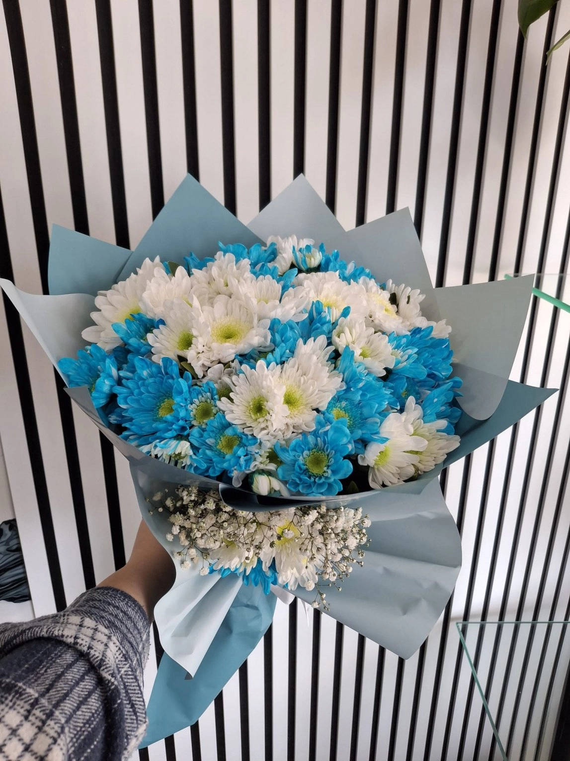 Mavi Beyaz Kasımpatı Buketi